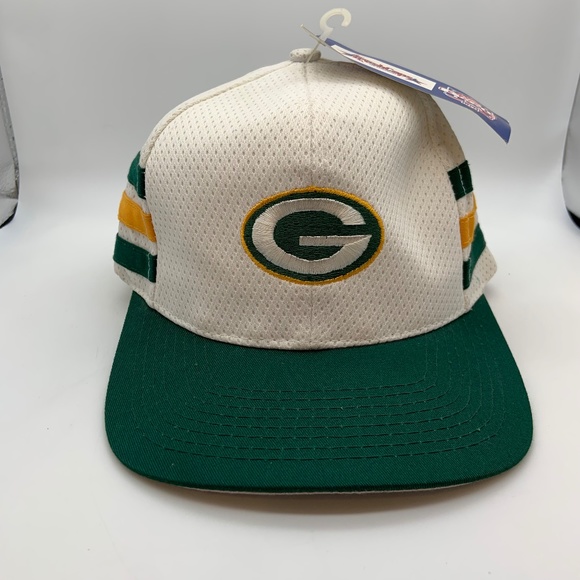 Vintage 90s Team NFL Green Bay Packers G Logo Striped Snapback Hat WITH TAGS! - Picture 2 of 15